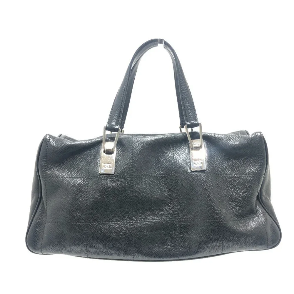 CHANEL Black Caviar Leather Boston Bag